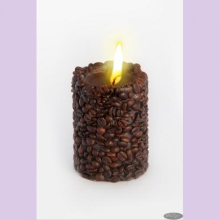 Свеча-эко ручной работы COFFEE с зернами и ароматом кофе, d8 h10 см круглая TM Aromatte